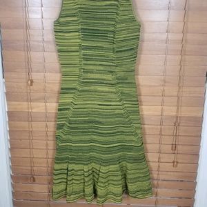 Rachel Roy Green Stripe Ruffle Hem Stretch Dress